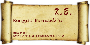 Kurgyis Barnabás névjegykártya